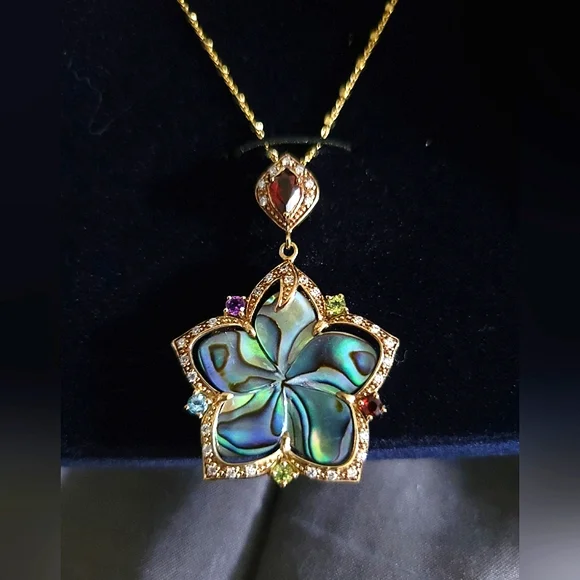 ✨️HP✨️Stauer | BNIB Pretty Rainbows End Abalone Pendant Chain Necklace - Picture 4 of 9